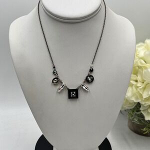 Firefly Jewelry "La Dolce Vita" Black White Mosaic Swarovski Crystal Necklace